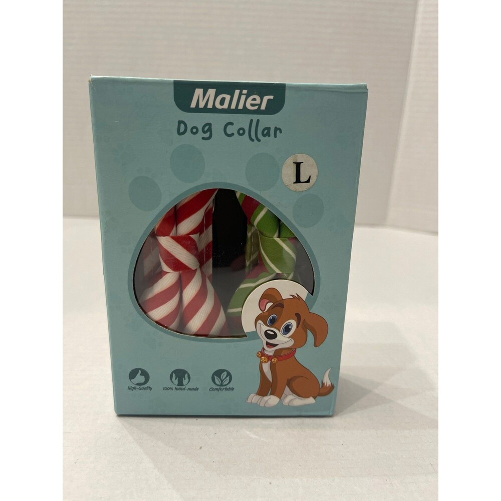 Malier 2 Pack Holiday Stripe Bow Tie Collars Size L New In Box